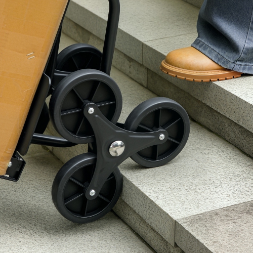 DURHAND 6-Wheels Stair Climber Hand Truck, Dolly Heavy Duty Folding Steel Load Cart with Adjustable Telescoping Handle for Moving, Luggage, 264lbs