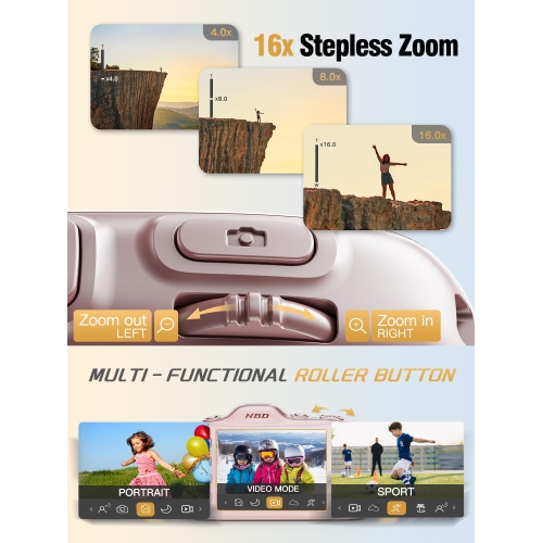 NBD 64MP Digital Cameras for Photography,4K Point and Shoot Camera,16X Zoom Compact Travel Cameras, Auto Focus for Beginners Teens Kids and Lover