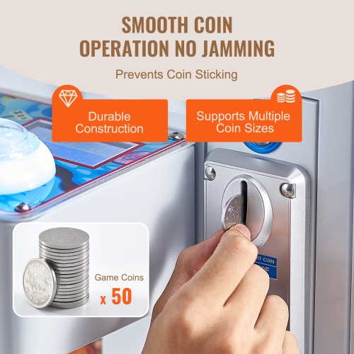 VEVOR Claw Machine, 0-3” Jaw Diameter 0-5” Jaw lifting, Crane Prize Grabber Commercial Arcade Game Toys, Cool Fun Grab-And-Win Machine w/ Light and