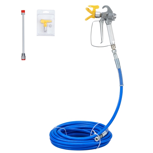 Image 1 de 9.. VEVOR 50ft 3600 psi Airless Paint Spray Hose Kit, High Pressure Fiber Tube with 8 inch Extension Rod Pole, Including 517 Tip and Tip Guard, 1/4"