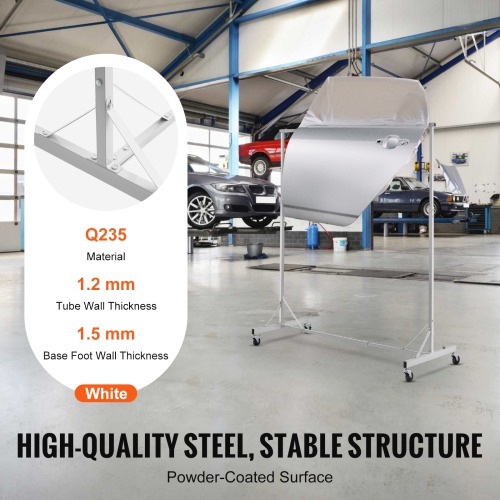 VEVOR Painting Rack, 5 ft-7 ft Adjustable Height, 66 lbs Capacity Automotive Paint Rack Stand, 8 Hooks Painting Drying Rack with 4 Swiveling Wheels,