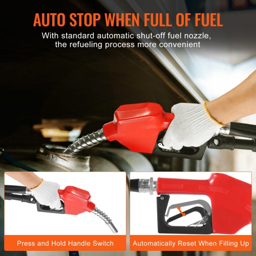 VEVOR 12V DC 10 GPM 1/4 HP, Portable Electric Diesel Transfer Pump with Automatic Shut-Off Fuel Nozzle, High Flow, Long Inlet & Outlet Hose for