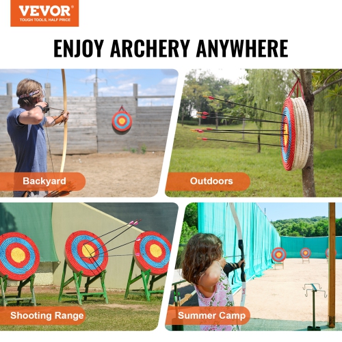 VEVOR 5 Layers 20" Archery Target, Arrow Target, Traditional Solid Straw Round Archery Target Shooting Bow, Hand-Made Arrows Target, Coloured Rope