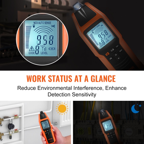 VEVOR 3 FT Detection Depth,Subterranean Wire Tracker, Voltage Range 12-600V,Circuit and Line Break Locator, Extends to 6561 FT for Underground