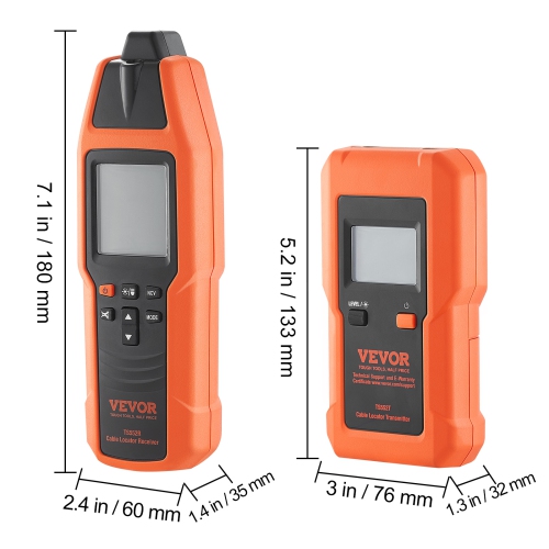 VEVOR 3 FT Detection Depth,Subterranean Wire Tracker, Voltage Range 12-600V,Circuit and Line Break Locator, Extends to 6561 FT for Underground