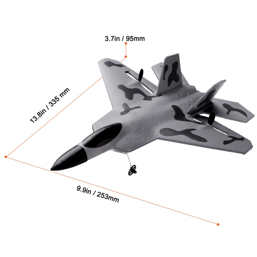 VEVOR RC Plane, 2.4GHZ 2 Channel Remote Control Airplane with 6-Axis Gyro Stabilizer, Ready to Fly Fighter Aircraft Plane Toy with 2 Batteries, for