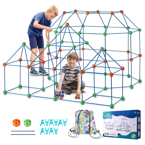 VEVOR  180PCs Fort Building Kit for Kids, Stem Building Toys, Educational Gift for 4 5 6 7 8+ Year Old Boys & Girls, Indoor Outdoor Play Tent Builder