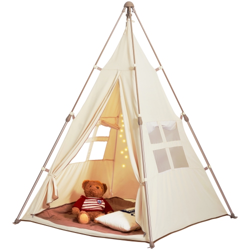 VEVOR  Kids Play Tent, Teepee Tent for Kids 1-5 Years Old, Foldable Toddler Tent \w Mat And Carrying Bag, Tent for Kids \w Windows, Kids Tent For