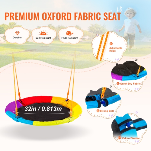 VEVOR Swing Sets for Backyard, 600lbs Load Capacity Swing Set, with 1 Saucer Swing Seat, 2 Belt Swing Seats, Heavy Duty A-Frame Metal Swing Stand and