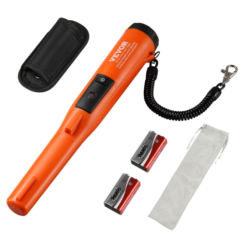 VEVOR IP68 Metal Detector Pinpointer, Fully Waterproof Pin Pointer Wand, 4.5" Detection Depth, 3 Modes, Treasure Hunting Probe with Holster and 9V
