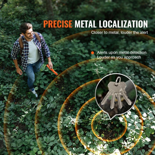 VEVOR IP68 Metal Detector Pinpointer, Fully Waterproof Pin Pointer Wand, 4.5" Detection Depth, 3 Modes, Treasure Hunting Probe with Holster and 9V