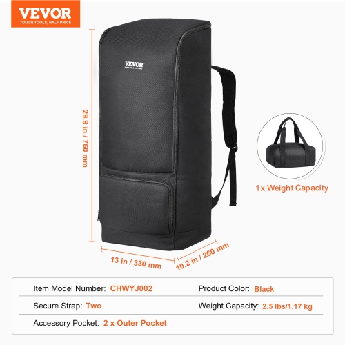 VEVOR 29.9" Telescope Case, Storage Backpack with Secure Strap, Pockets and Cozy Shoulder Traps, Shock-Absorbent Carrying Case for Optical Tube &