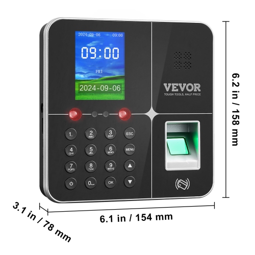 VEVOR 5 RFID Cards & USB Drive, Time Clocks for Employees Business with Face,Fingerprint,RFID and PIN Punching in One, Biometric Time Clock Automatic