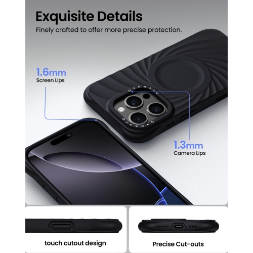 ORNARTO Vortuxe for iPhone 16 Pro Case 6.3", [Compatible with MagSafe/Military-Grade Drop Protection], Shockproof Liquid Silicone Phone Case for