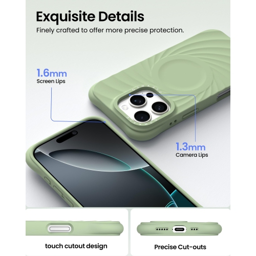 ORNARTO Vortuxe for iPhone 16 Pro Case 6.3", [Compatible with MagSafe/Military-Grade Drop Protection], Shockproof Liquid Silicone Phone Case for