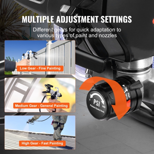 VEVOR 750W 3000PSI Stand Airless Paint Sprayer, High Efficiency Electric Airless Sprayer With Cart, Fine And Even Painting Effect, Paint Sprayers for