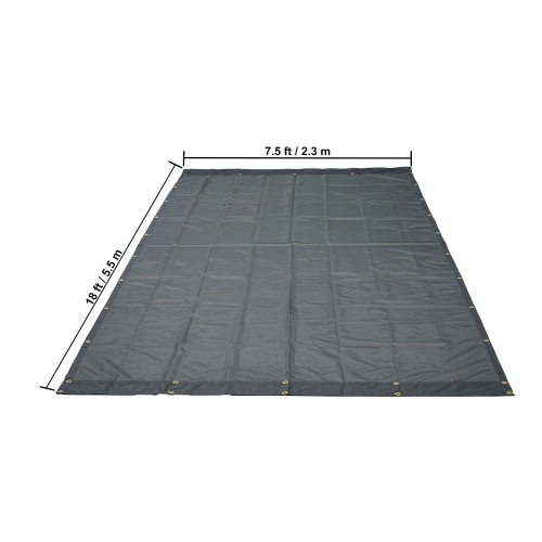 VEVOR 7.5x18 ft Dump Truck Mesh Tarp, PVC Coated Black Heavy Duty Cover with 5.5" 18oz Double Pocket, Brass Grommets, Reinforced Double Needle Stitch