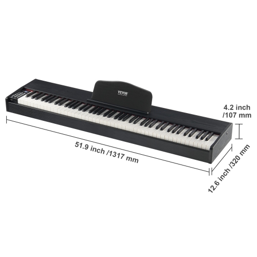 VEVOR 88 Key Weighted Digital Piano, Electric Piano Dual Keyboard & Speakers with Sustain Pedal Headphone 200 Tones & Rhythms, Support