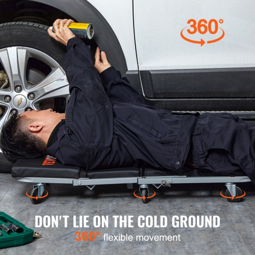 VEVOR Z-Creeper Seat, 2 in 1 Rolling Folding Car Creeper/Stool, 300 lbs Capacity Mechanic Creeper, Low Profile Creeper with 6 pcs Wheels for Garage,