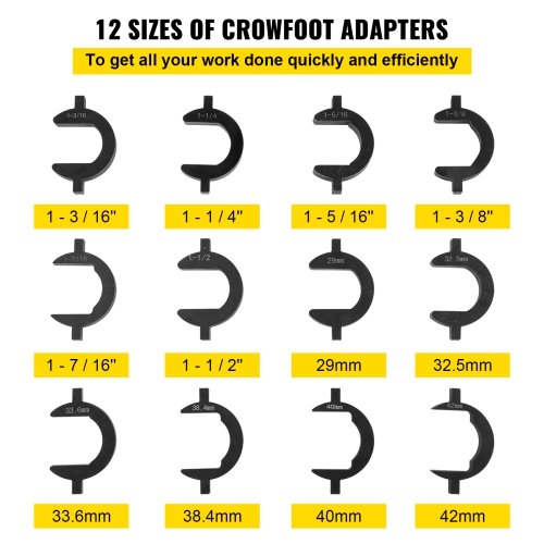 VEVOR Inner Tie Rod Installation Kit, Includes 13 Crowfoot Adapters, Durable 1/2 Inch Drive Tube for Efficient Removal, Crafted from Robust Steel,