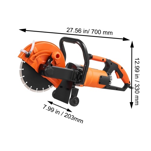 VEVOR 9 in Electric Concrete Saw, 1800 W 15 A Motor Circular Saw Cutter with 3.5 in Cutting Depth, Wet/Dry Disk Saw Cutter Includes Water Line, Pump