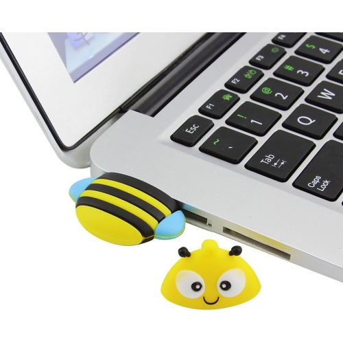 Cartoon Bee USB Flash Drive, USB2.0 interface - durable and dustproof, 64GB high-speed storage, can store music, movies and files, a great gift