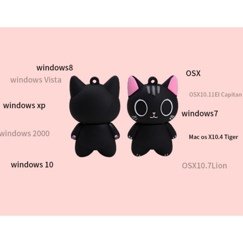 Cartoon Cat USB Flash Drive - Lightweight and portable, 128GB large capacity, compatible with Windows/Mac/Linux systems, suitable for school, office