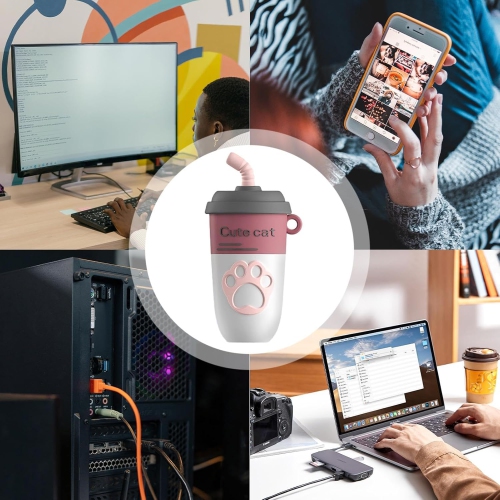 Milk tea shaped USB flash drive, computer and mobile phone USB flash drive, mini cute cartoon milk tea cup music car USB flash drive, key chain USB