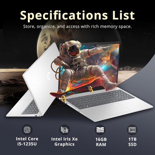 Open Box - HP Pavilion 15.6" HD Touchscreen Laptop, Intel i5-1235U, 1TB PCIe SSD, 16GB DDR4 RAM, Intel Iris Xe Graphics, Full Size Keyboard, 720p