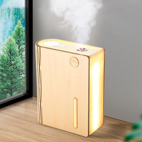 320ML multifunctional aromatherapy humidifier, white maple wood grain book lamp design, bedroom home night light atmosphere lamp