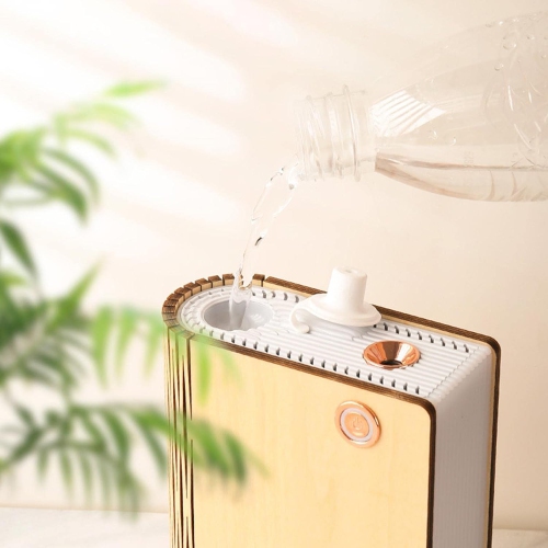 320ML multifunctional aromatherapy humidifier, white maple wood grain book lamp design, bedroom home night light atmosphere lamp