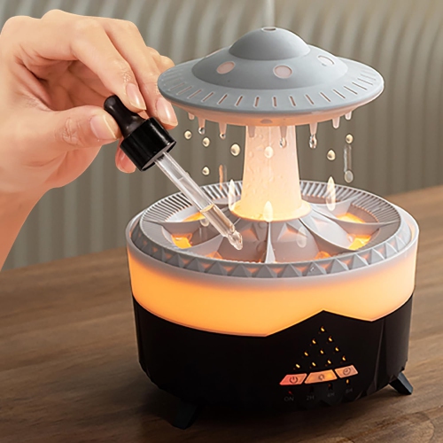 Bedroom Rain Effect Humidifier, UFO Rain Cloud Dripping Humidifier, Home Room Humidifier, Essential Oil Diffuser