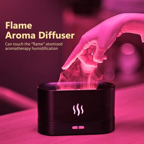 Aromatherapy Humidifier, Essential Oil Diffuser, Cool Mist Humidifier, 7 Color Flame, No Noise Free, with Auto Shutoff Protection