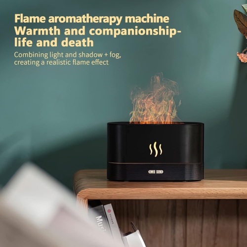 Aromatherapy Humidifier, Essential Oil Diffuser, Cool Mist Humidifier, 7 Color Flame, No Noise Free, with Auto Shutoff Protection