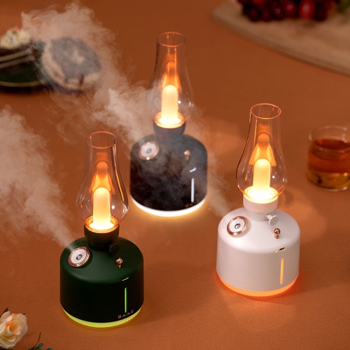Retro Style Kerosene Lamp Humidifier Bedroom Desktop Aromatherapy Machine USB Small Household Humidifier - Black