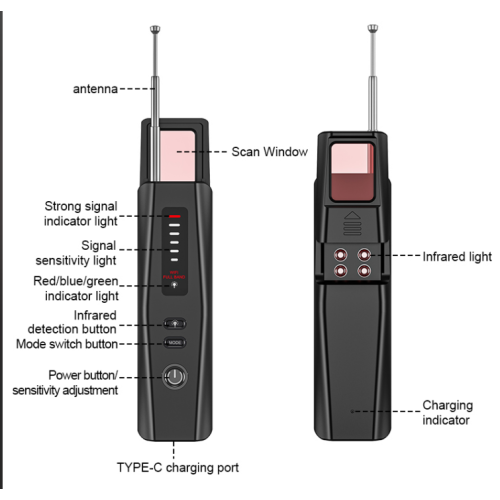 Détecteur de caméra professionnel Caméra sans fil Détecteur de signal infrarouge Détecteur de signal infrarouge Détecteur de signal Eavesdrop Device
