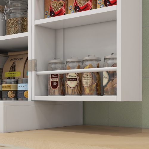 HOMCOM 65" Kitchen Pantry Cabinet, Modern Kitchen Pantry with Doors and Shelves, Freestanding Buffet Storage Cabinet with Spice Racks for Dining