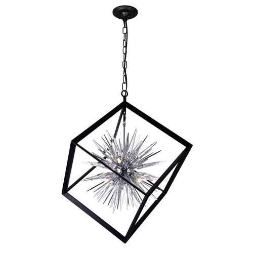 Starburst 6 Light Chandelier With Chrome & Black Finish
