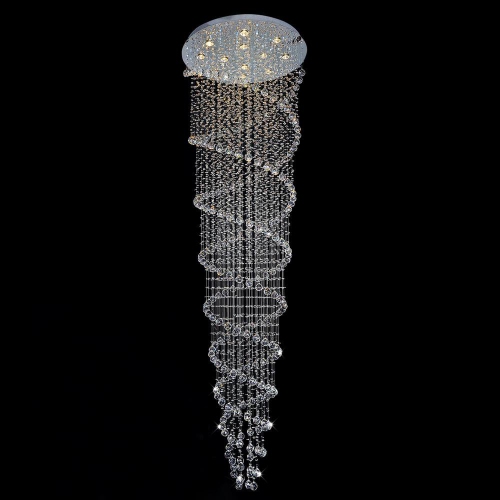 Plafonnier double spirale à 12 lumières avec fini chromé