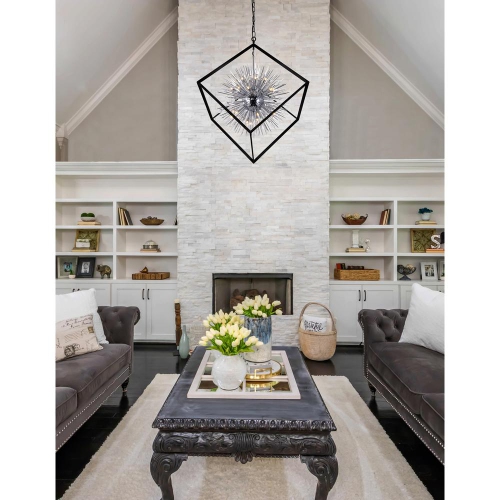 Starburst 20 Light Chandelier With Chrome & Black Finish