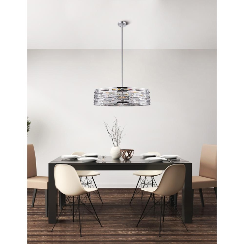 Petia 8 Light Drum Shade Island Light With Chrome Finish