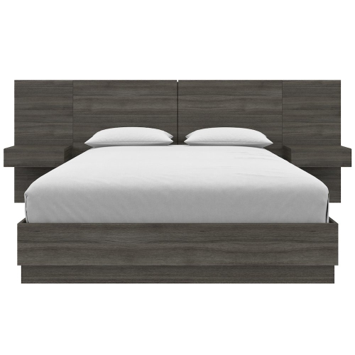 Image 1 of 1.. Milano 4-Piece Platform Bedroom Set In Grey Oak