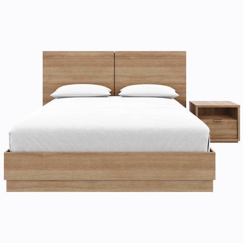 Image 1 of 1.. Dean 3 Piece Bedroom Set With Headboard, Slatted Bedframe, 1 Nightstand
