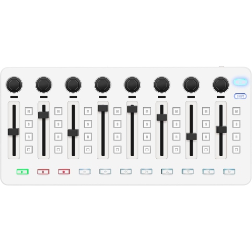 M-WAVE  Wireless Midi Controller - Bluetooth USB Midi Mixer With 8 Knobs, Daw Integration - In White
