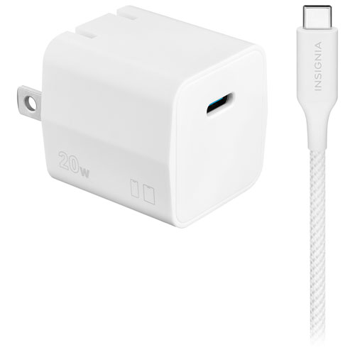 Trousse avec chargeur mural USB-C de 20 W d'Insignia (NS-MW320C1W24B-C) - Blanc - Exclusivité Best Buy