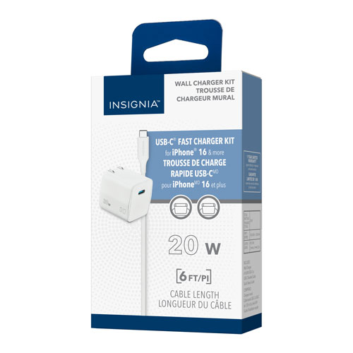 Trousse avec chargeur mural USB-C de 20 W d'Insignia (NS-MW320C1W24B-C) - Blanc - Exclusivité Best Buy