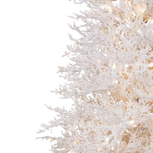 Pre-Lit Flocked Twig Artificial Christmas Tree - 7.5' - Warm White LED