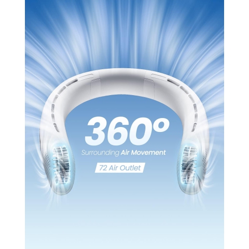 Ventilateur portatif pour le cou avec écran LED, 3 vitesses, batterie rechargeable 4000 mAh, faible bruit, refroidissement mains libres pour le