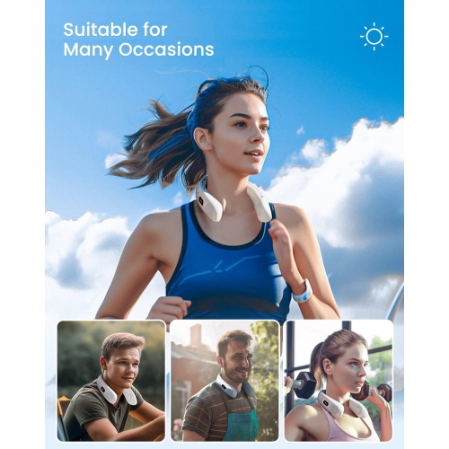 Ventilateur portatif pour le cou avec écran LED, 3 vitesses, batterie rechargeable 4000 mAh, faible bruit, refroidissement mains libres pour le