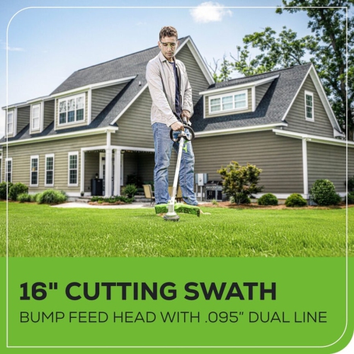 Greenworks 80V 16” Top Mount Attachment Capable Brushless String Trimmer, 2.5Ah Battery and Charger Included